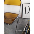 Vente chaude chaise pliante claire claire plasticchrome steelframe
